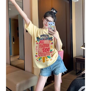 Áo thun tay ngắn phong cách Hàn Quốc cho nữ chất liệu cotton
