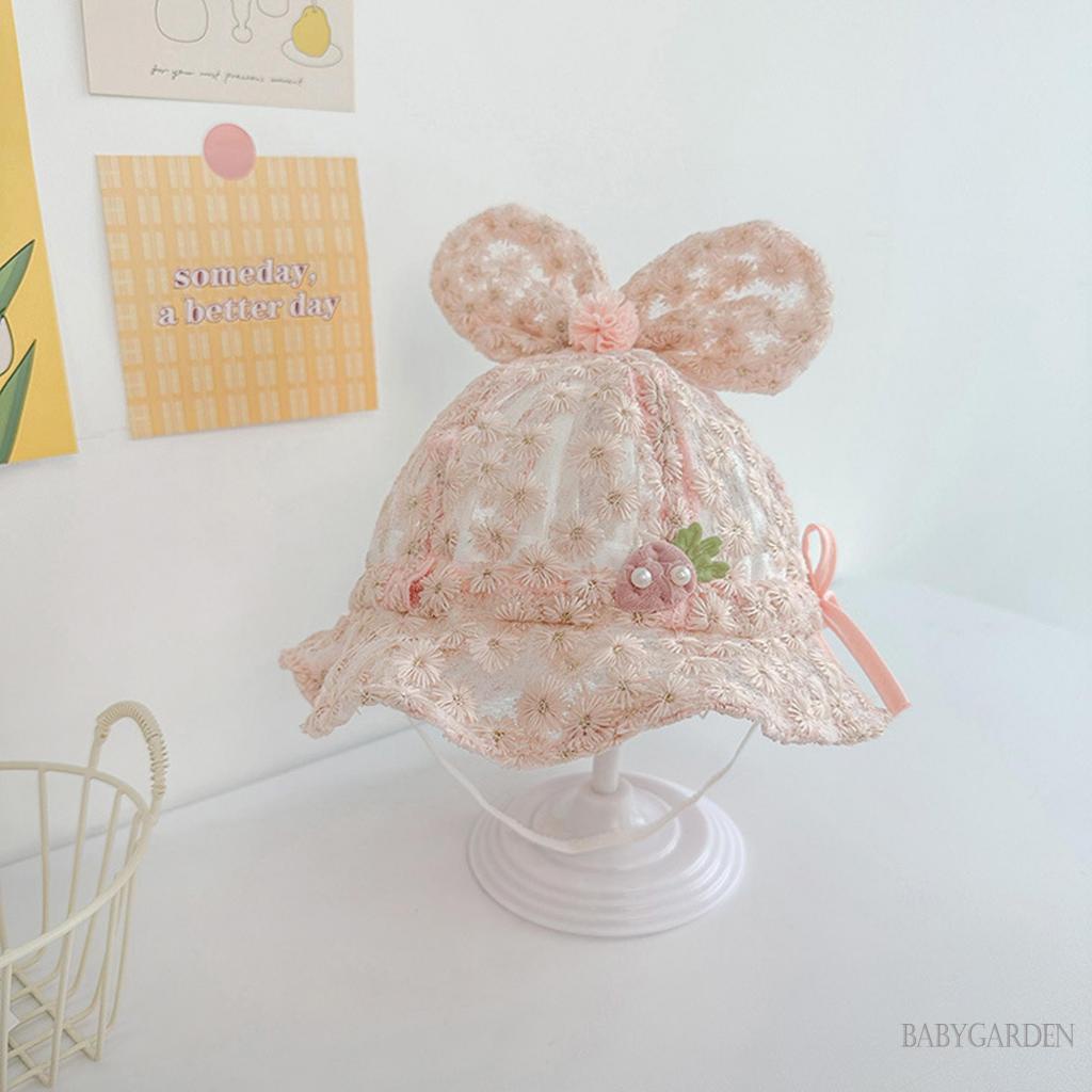 Nón Bucket Vành Rộng Phối Ren Hoa Thời Trang Mùa Hè Cho Bé Gái 6-12 Tháng Tuổi