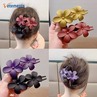 Kẹp Tóc Đuôi Ngựa / Kẹp Tóc Đuôi Ngựa Mặt Nhám Màu Trơn Hình Hoa Cá Tính Phong Cách Hàn Quốc Cho