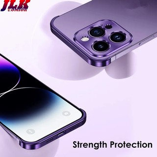 [Jlk] Vỏ bảo vệ ống kính sang trọng Tấm lót góc kim loại cho iPhone 16 15 14 Pro Max Plus Bảo vệ Camera Vỏ không viền Phụ kiện điện thoại