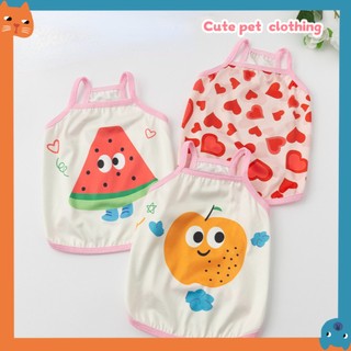 1 Bộ Đồ Họa Tiết Trái Cây / Trái Tim Thoáng Khí Thời Trang Mùa Hè Xinh Xắn Cho Thú Cưng