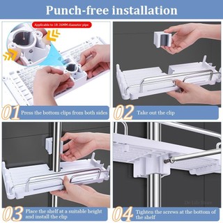 Kệ phòng tắm JKDESIGN, Không cần khoan Kệ tắm mở rộng treo tường, Phụ kiện phòng tắm Giá đỡ vòi hoa sen đa chức năng Nhà vệ sinh