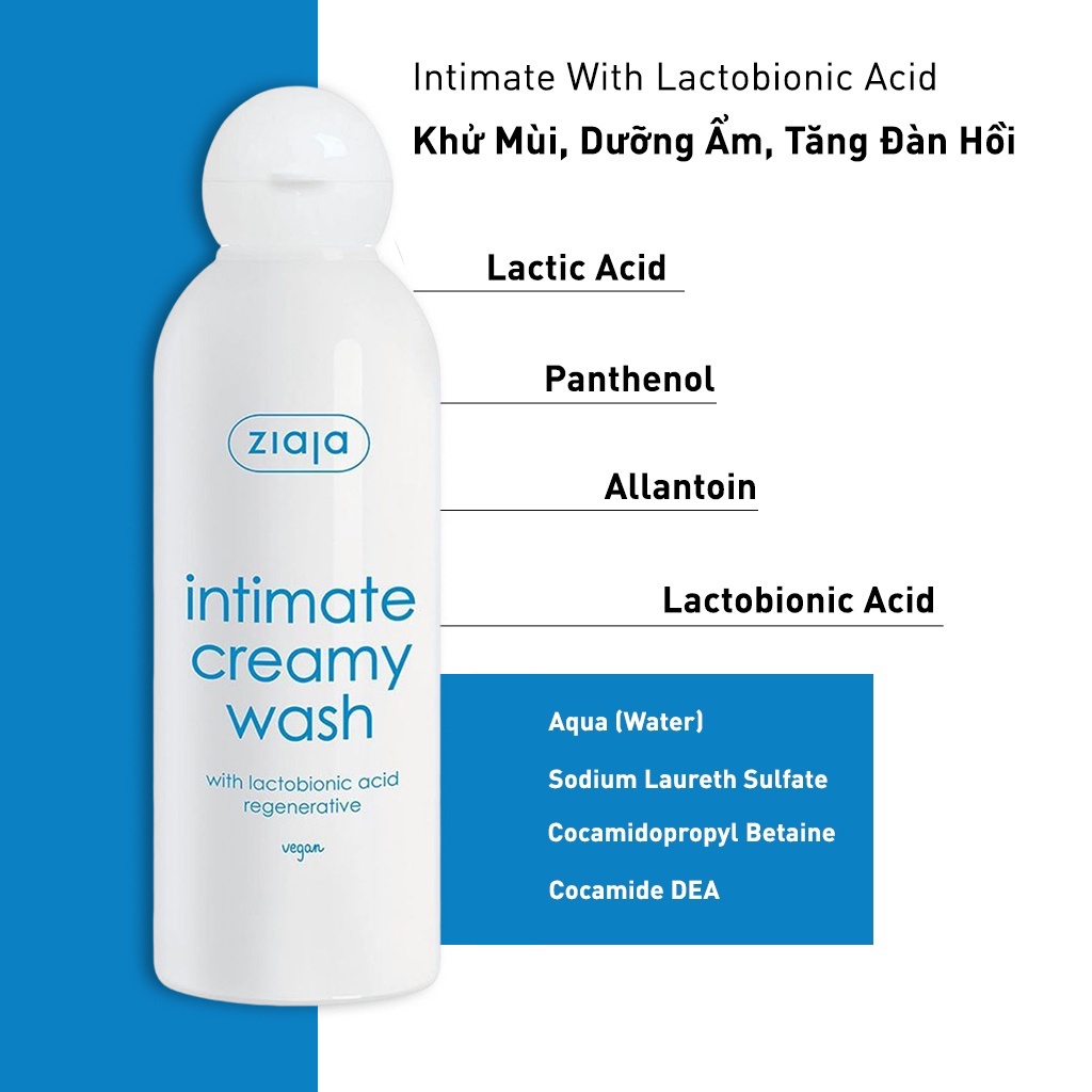 Mô tả Dung Dịch Vệ Sinh Phụ Nữ ZIAJA Intimate With Lactobionic Acid Khử Mùi, Tăng Đàn Hồi Cho Da 200ml - 4