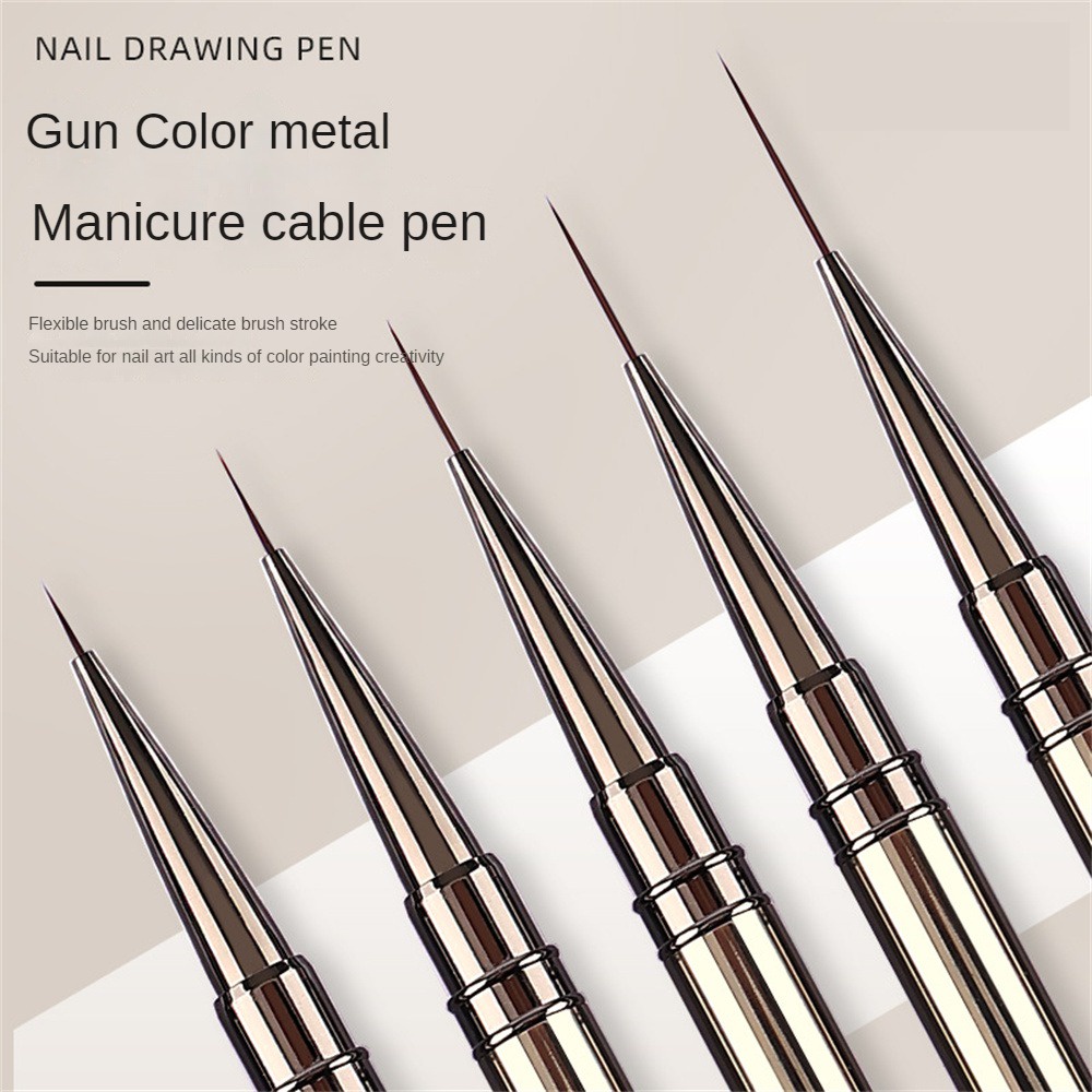 Ảnh Annies manicure pen công cụ đặc biệt kéo đường phác thảo vẽ móc cạnh bàn chải kim loại 3