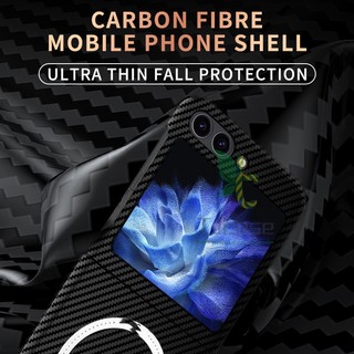 Ốp lưng bằng sợi Carbon mỏng Samsung Galaxy Z Flip 5 Z Flip 6 Vỏ sạc không dây siêu từ tính Vỏ Pc