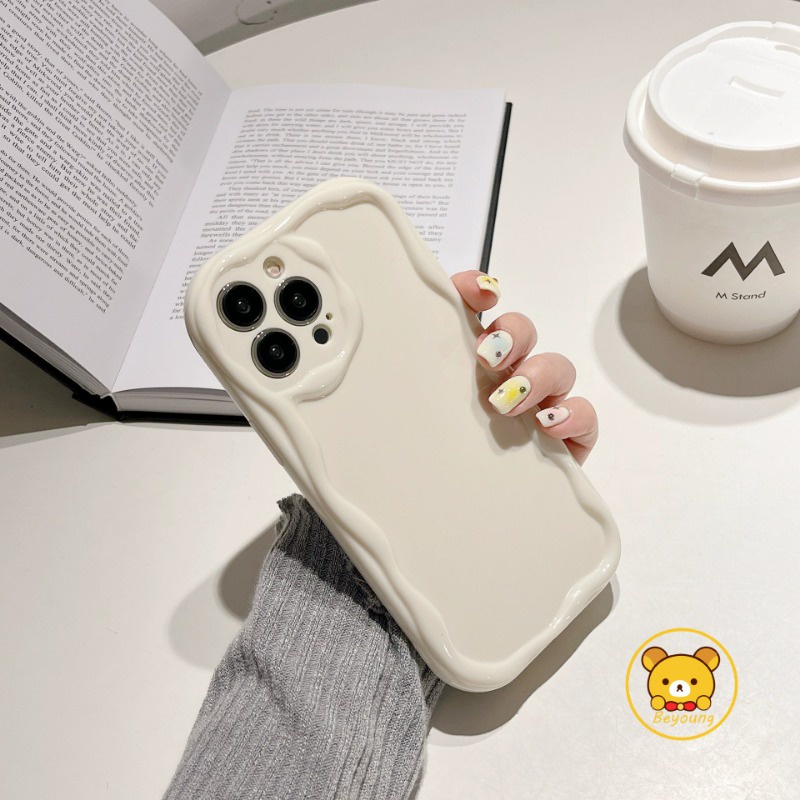 Vỏ sóng kem dễ thương cho Xiaomi 15 Pro 14T Pro CIvi 4 Pro Poco M6 4G M6 Plus C61 Redmi 14C 13 Note 14 Pro Plus Vỏ điện thoại Cặp đôi Ống kính mềm Chống sốc Vỏ trong suốt đơn giản