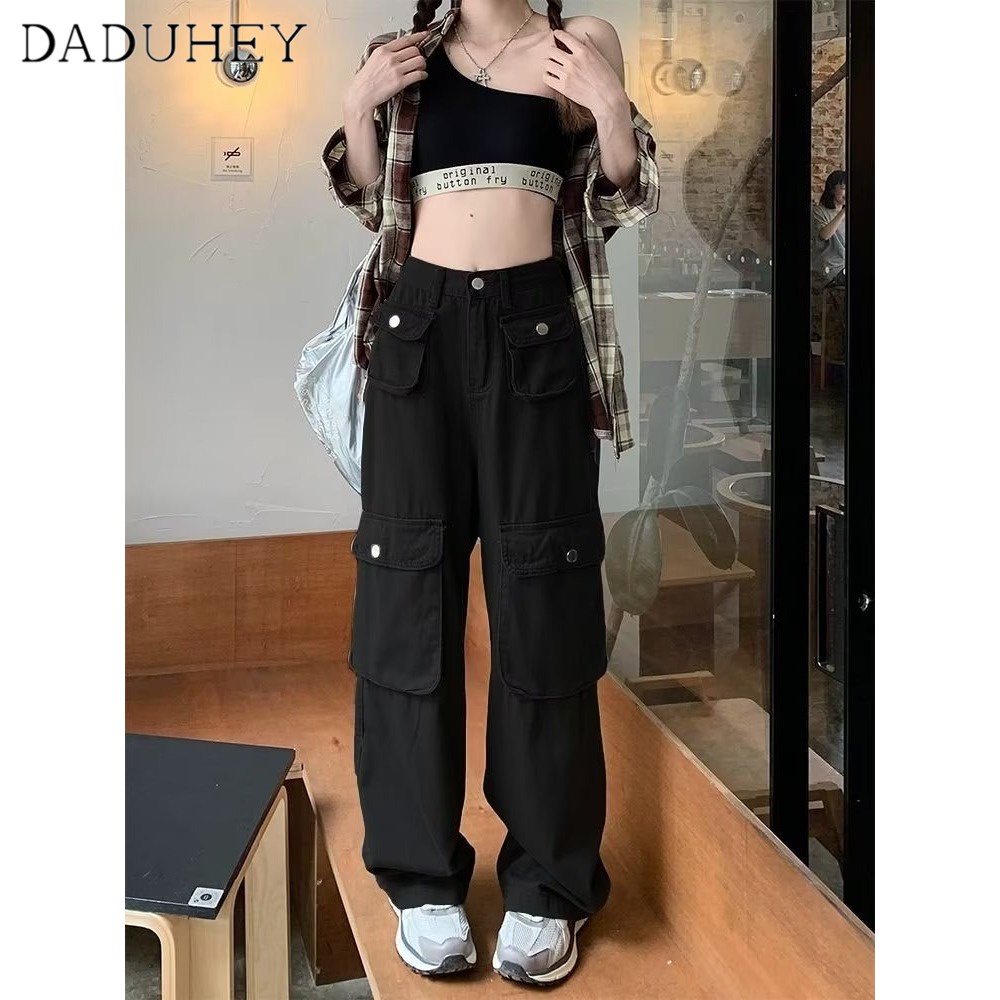 Ảnh DaDuHey New American Ins High Street Multi-pocket Tooling Casual Pants Niche High Waist Wide Leg Pants Trousers 2