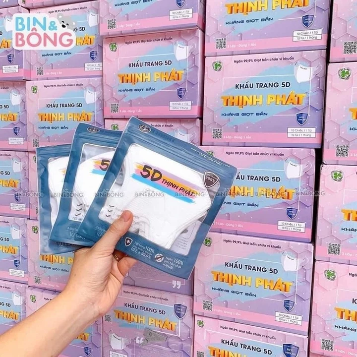 [sỉ] Thùng 500 chiếc khẩu trang 5D Thịnh Phát hàng cao cấp, lọc bụi, vi khuẩn mẫu mới