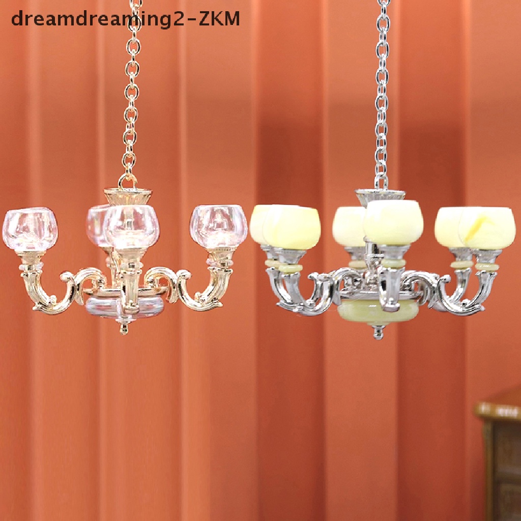 [dreamdreaming] 1: 12 Nhà búp bê Đèn chùm thu nhỏ Đèn trần làm việc Đèn nội thất Mô hình Trang trí Phụ kiện nhà búp bê [zkm]