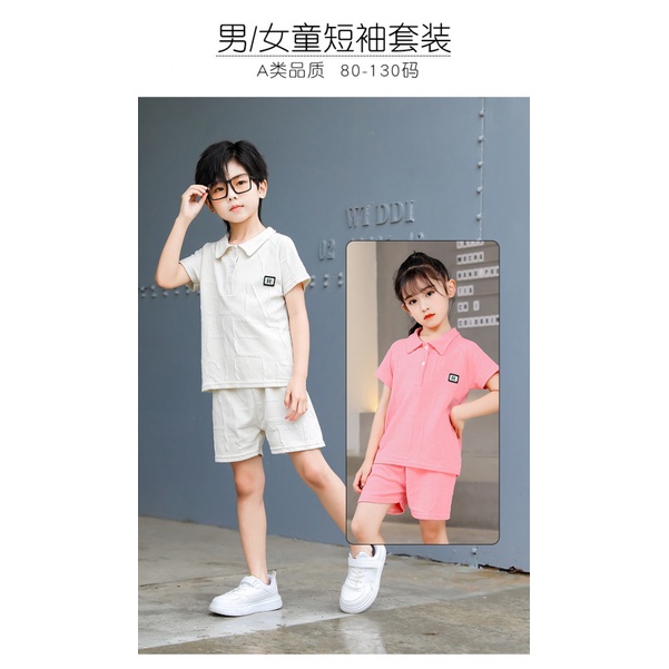 Phong Cách Mới Trẻ Em Tay Ngắn Phù Hợp Với Bé Trai Quần Short Thời Trang Phù Hợp Với Bé Gái Mùa Hè Thể Thao Thường Ngày Áo Sơ Mi POLO Quần Áo Trẻ Em XBVM