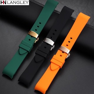 18/19/20/21/22 / 24mm dây đeo đồng hồ silicon mềm đường cong vòng đeo tay cổ tay dây đeo đa năng với bướm clasp cho rolex cho longines