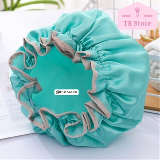 Mũ Trùm Đầu Khi Tắm Satin - 2 Lớp Chống Thấm, Hỗ Trợ Ủ Tóc Hấp Dầu