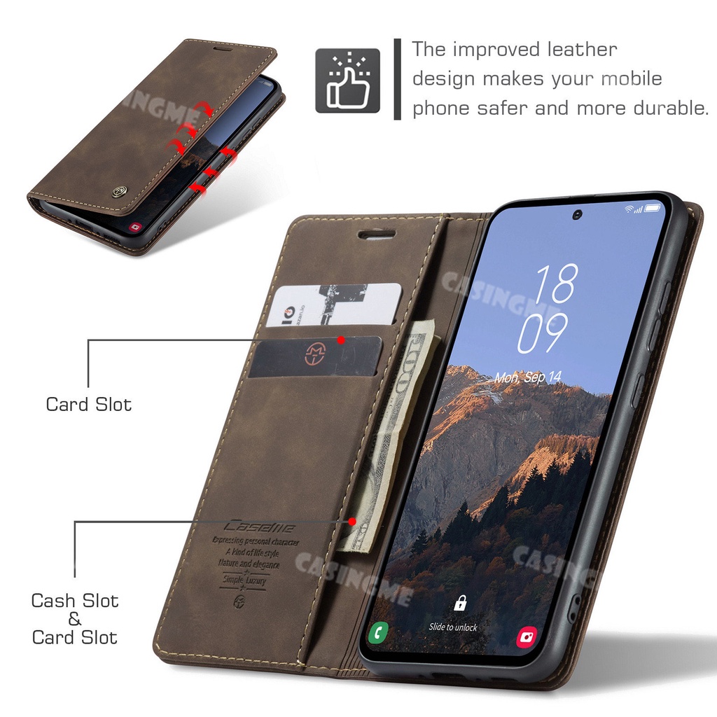Samsunga55 5G A35 2024 Flip Matte Da PU Cho Samsung Galaxy A55 A35 A15 A05S A25 A 35 55 4G 5G 2024 Ốp lưng Khe Cắm Thẻ Bảo Vệ Chống Sốc Ốp Lưng