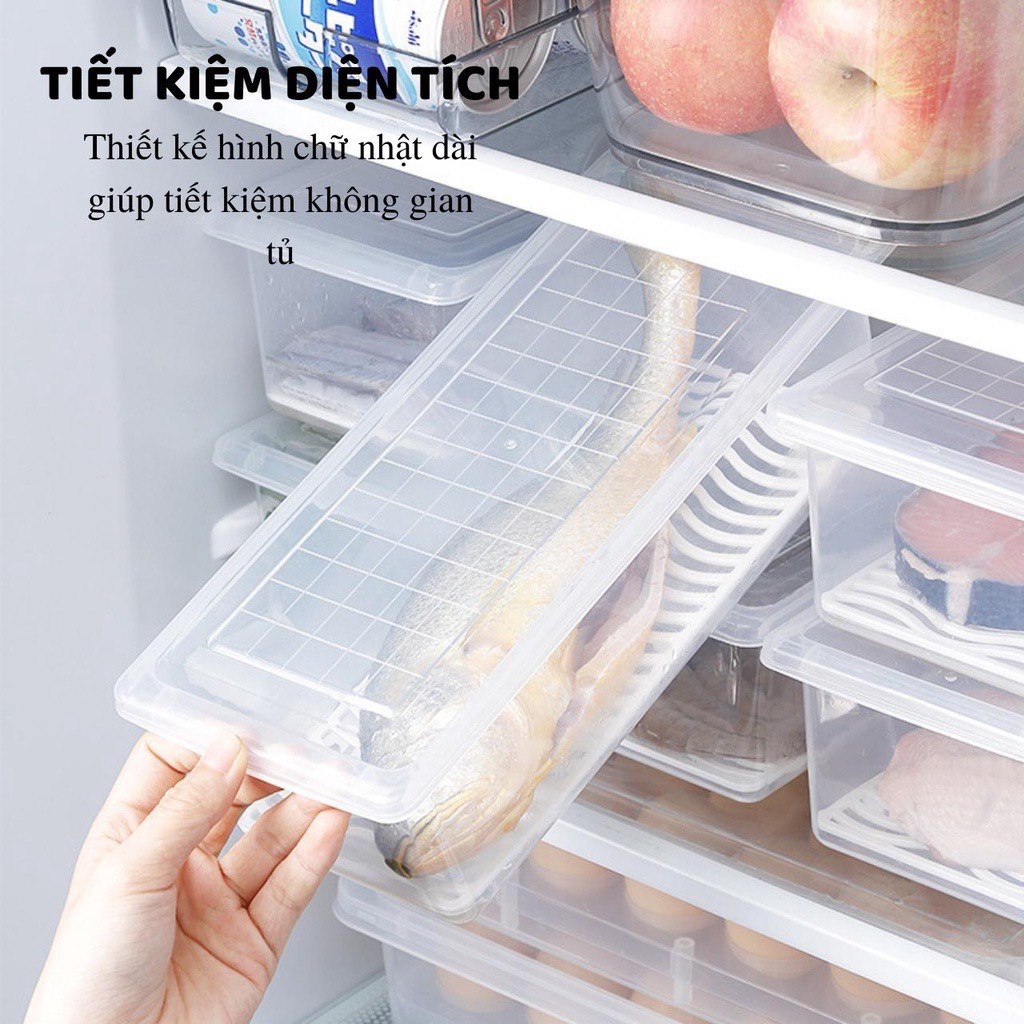 Hộp đựng thực phẩm có nắp đậy kèm khay ráo nước chất liện nhựa thực phẩm an toàn cho sức khỏe tiện lợi