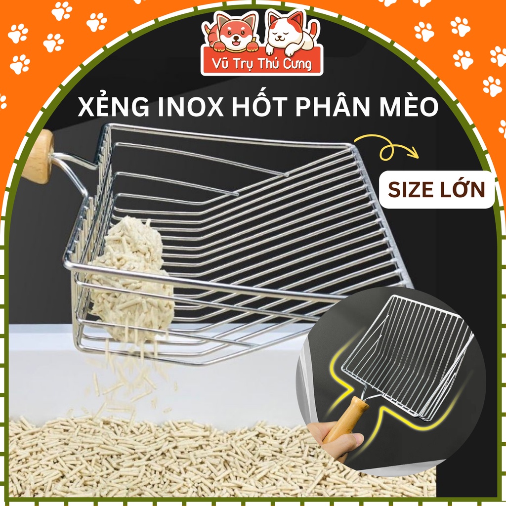 Xẻng xúc cát cho mèo size lớn, chất liệu inox chắc chắn