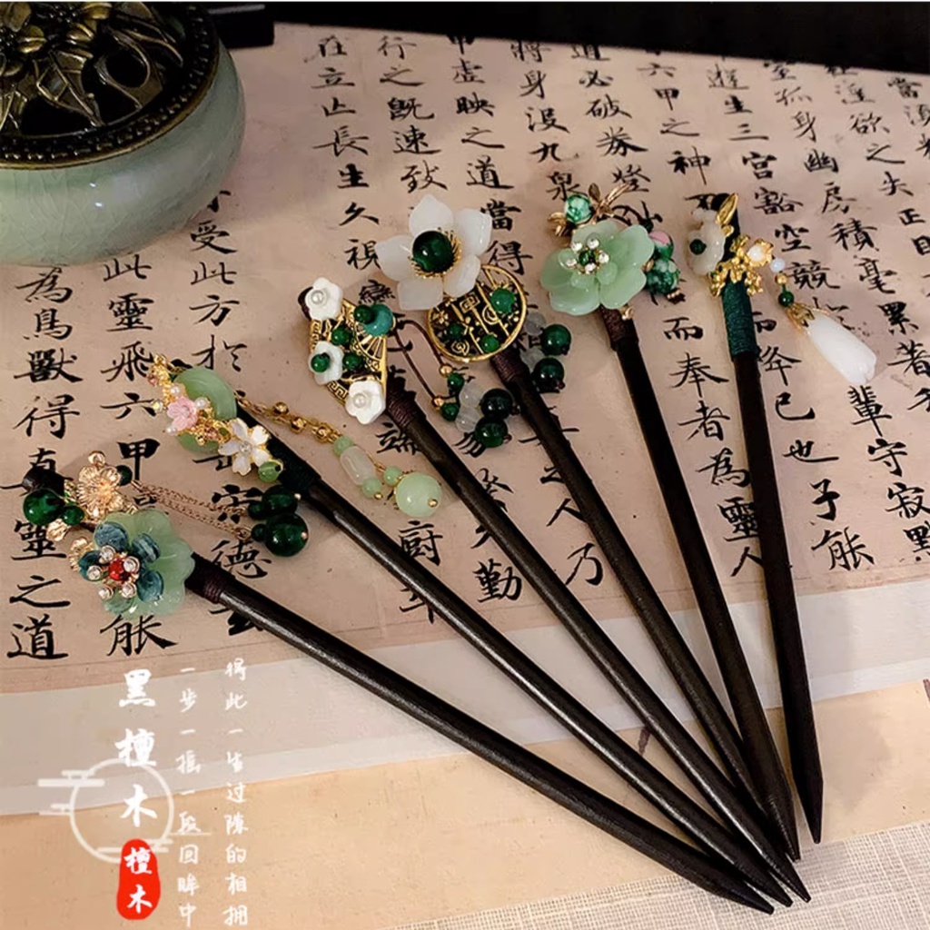 Trung Quốc khí chất retro Ebony kẹp tóc hoa tinh tế tua rua kẹp tóc đĩa handmade tóc 2025 Mùa hè phụ kiện thời trang mới