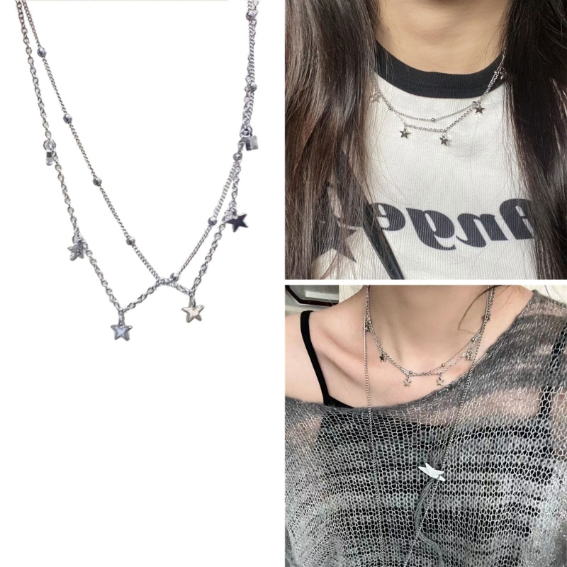 Dasbsug Ngôi Sao Đính Hạt Dây Vòng Cổ Ngôi Sao Mặt Dây Chuyền Choker Phụ Kiện Thời Trang Cổ Trang Sức