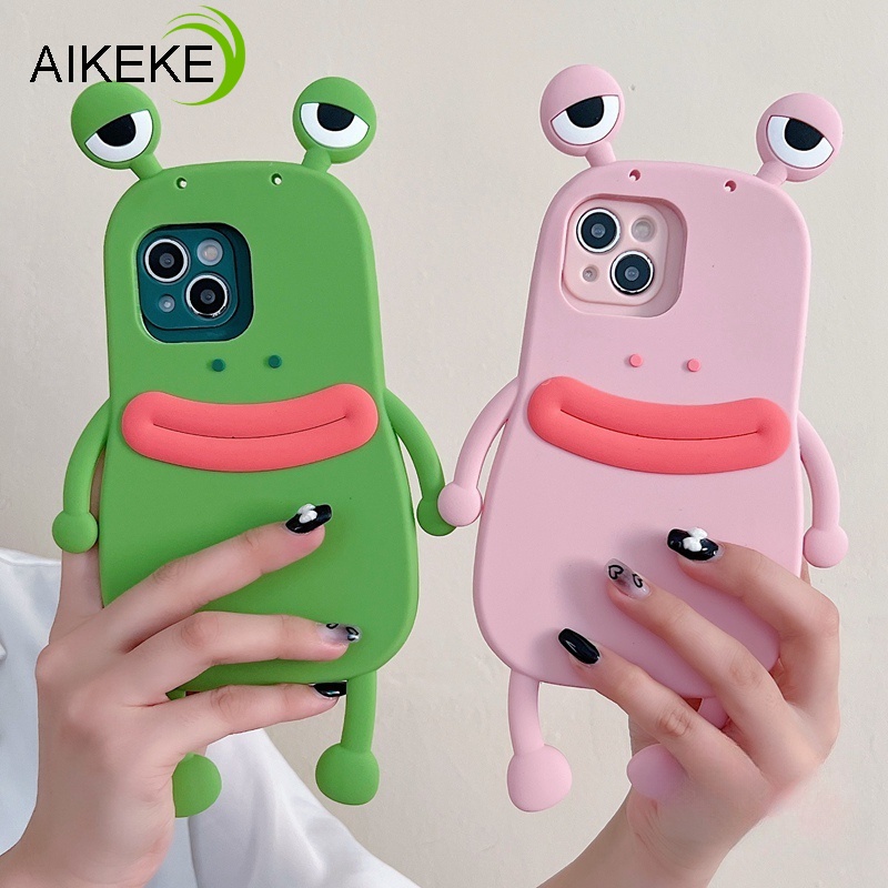 Ốp Điện Thoại Silicone Mềm Hình Ếch 3D Cho iphone 14 Plus 14 13 12 11 Pro Max Xs Max XR X 8 7 6 6S Plus SE 2020 2022