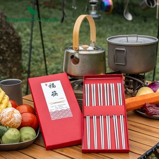 Set 6 Đôi Đũa Bằng Titan Siêu Nhẹ Dùng Ăn Sushi / Mì / Cơm / Làm Quà Tặng Ngoài Trời