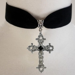 Kra Hợp Kim Chữ Thập Mặt Dây Chuyền Choker Halloween Thánh Giá Mặt Dây Chuyền Vòng Cổ Độc Đáo Nhung Đen Dây Xích Đảng Sinh Nhật Xương Đòn Ch