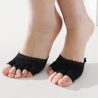 Mới Năm Ngón Chân Trước Miếng Lót Nữ Giày Cao Gót Chống Mòn Nửa Tất Ren Ren Vô Hình Tất Calluses Ngô Chăm Sóc Đau Chân