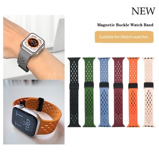 Dây Đeo Silicone Khóa Nam Châm Cho Đồng Hồ Thông Minh Apple Watch Ultra 49mm 44mm 45mm 40mm 41mm 42mm 38mm 45 mm Series 7 8 SE 6