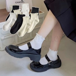 Vớ Cotton Cổ Trung Màu Trơn Thấm Hút Mồ Hôi Thoáng Khí Chống Ma Sát Phong Cách Nhật Bản Dễ Thương Cho Nữ
