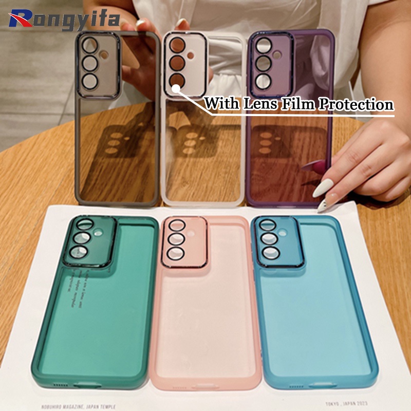 Ốp Điện Thoại TPU Mềm Màu Trơn Có Miếng Dán Bảo Vệ Camera Cho Samsung Galaxy S23 FE S22 Plus S22 + S22 Ultra S21 FE S20 FE