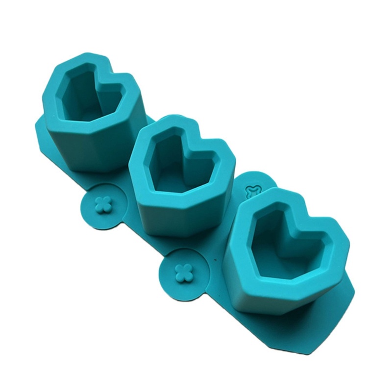 Yu Trái Tim Silicon Hoa Khuôn Cho Bê Tông Thạch Cao DIY 3 Lỗ Khuôn Hút Nước Hướng Dẫn Sử Dụng Đất Sét Thủ Công Kem Cốc Khuôn
