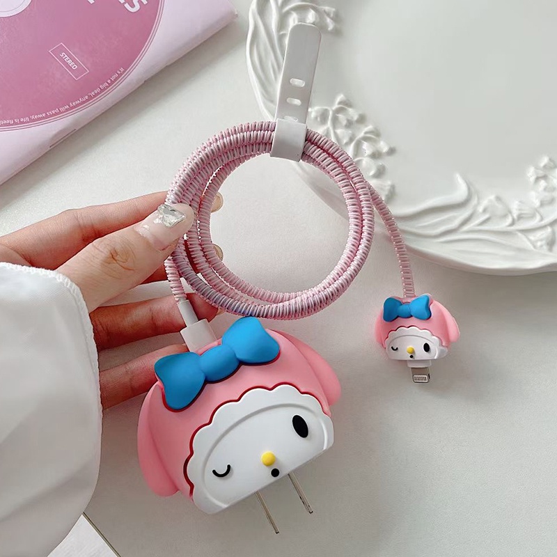Bảo vệ kết hợp kem hoa hồng cho iphone bảo vệ sạc nhanh tay áo bảo vệ cáp dữ liệu tay áo sạc đầu bảo vệ tay áo phụ kiện cáp dữ liệu