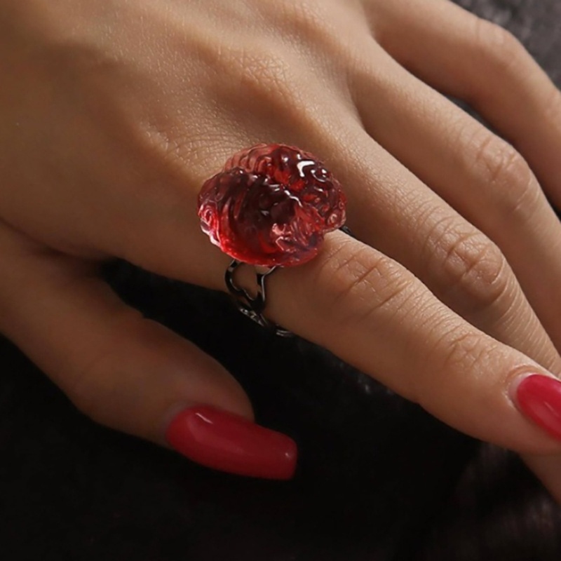 Coo Bộ Trang Sức Vòng Cổ Khuyên Tai Nhẫn Trái Tim Đỏ Thiết Kế Bộ Não Phong Cách gothic Hóa Trang Tiệc halloween