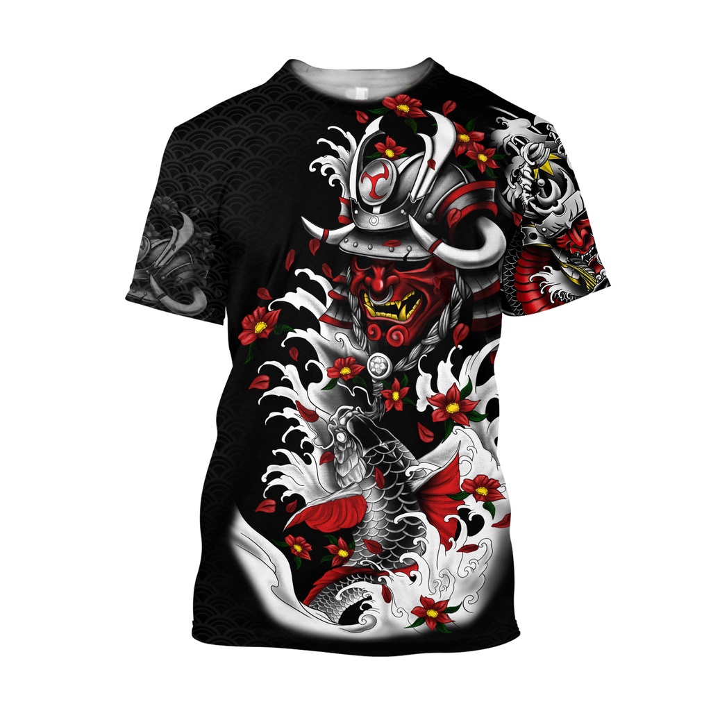 Áo Thun Tay Ngắn In Hình Samurai Xăm Hình 3D Thời Trang Mùa Hè 2023 Phong Cách Harajuku Cho Nam Và Nữ TX-4