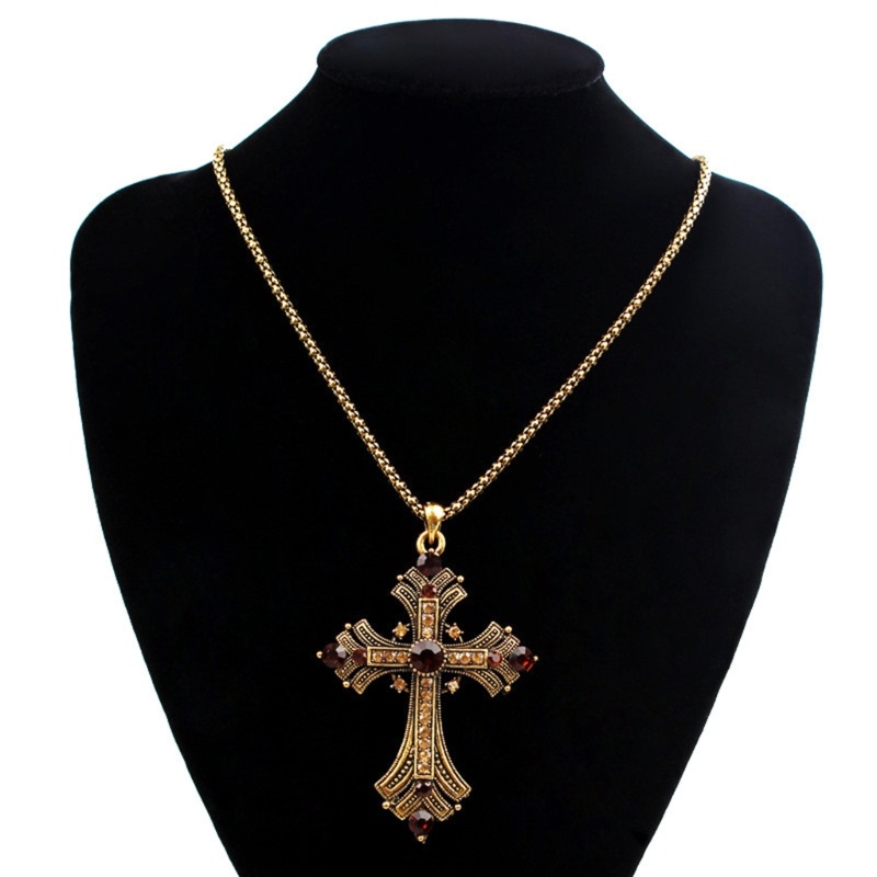 COO Vòng Cổ Chữ Thập Màu Bạc Với Pha Lê Gothic Biểu Tượng Thánh Giá Unisex Trang Sức