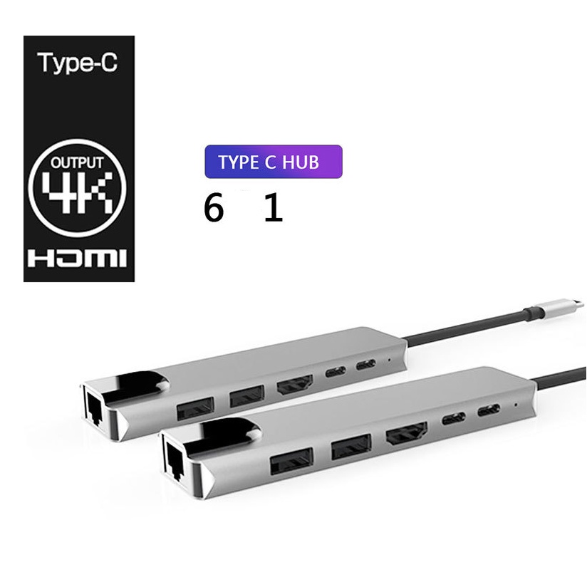 Hub Type-C sang Lan RJ45 + HDMI 4K USB 3.0 + PD 6IN1 USB C sang HDMI ...