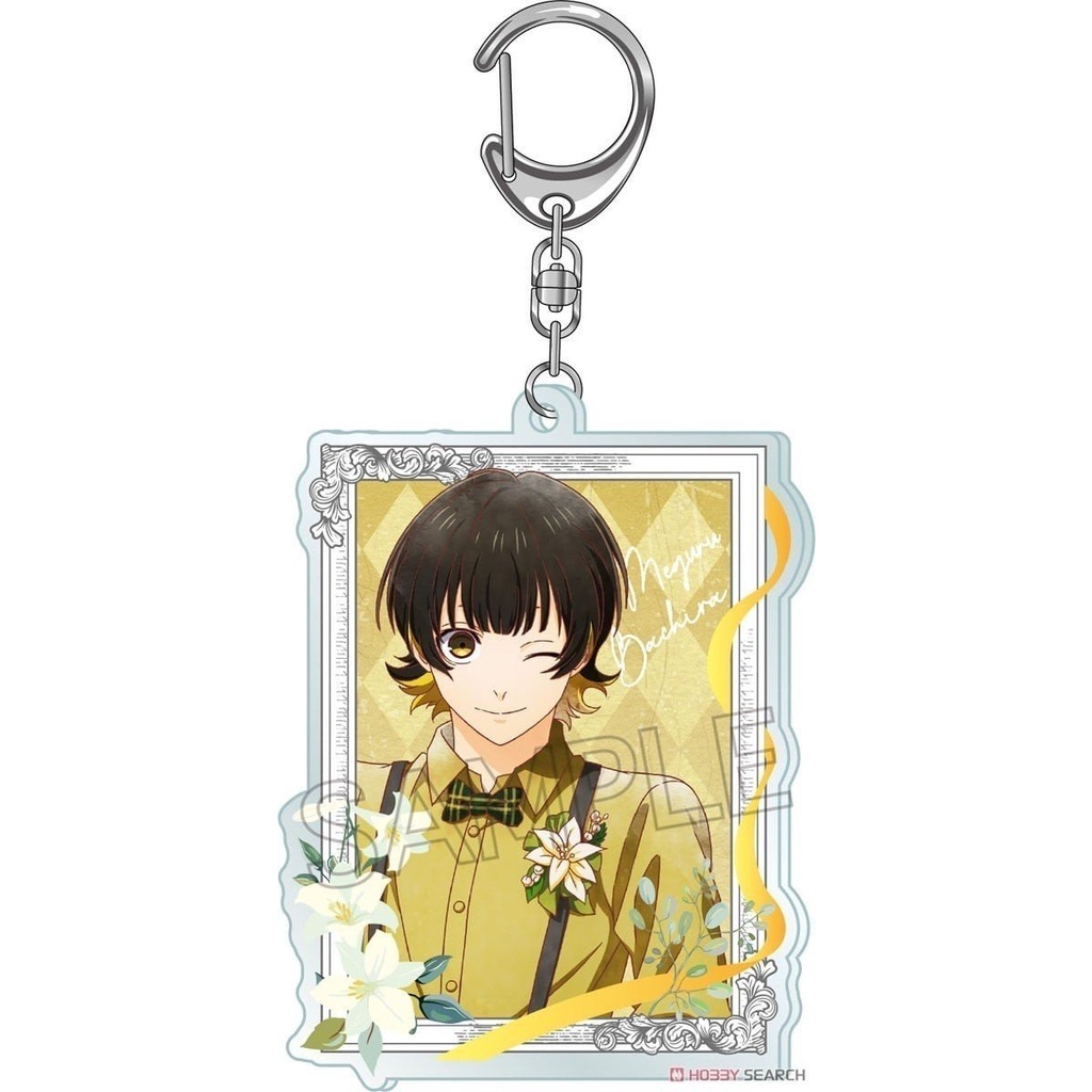 Móc khóa in hình BLUE LOCK Tiền đạo số 1 ver KHUNG HOA HỒNG anime chibi Mica trong acrylic quà tặng dễ thương