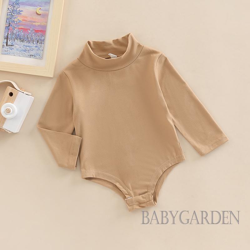 Bộ Áo Liền Quần Tay Dài Cổ Lọ Màu Sắc Trơn Thời Trang Mùa Xuân Xinh Xắn Cho Bé Trai Và Gái
