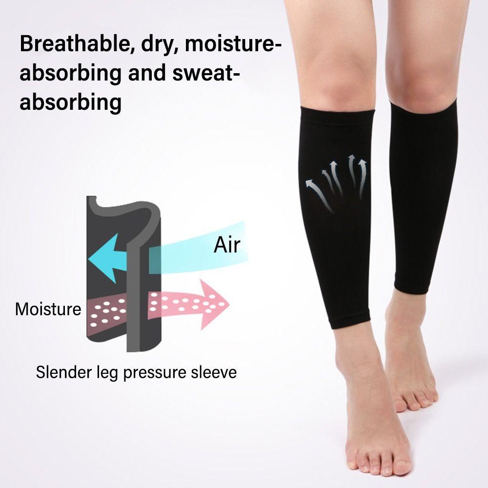 OUSXA 1 Cặp Hỗ Trợ Bắp Chân Thể Thao, Tất Nén Không Chân Nylon Co Giãn, Ngăn Ngừa Giãn Tĩnh Mạch Co Giãn Da Đen Tay Chân Nam Nữ