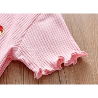 Bé & Trẻ Em Thời Trang Áo Cho Bé Gái Áo Thun Tay Ngắn Mới Ice Silk Trẻ Em Tay Ngắn Bằng Gỗ Viền Tai Cao Cấp