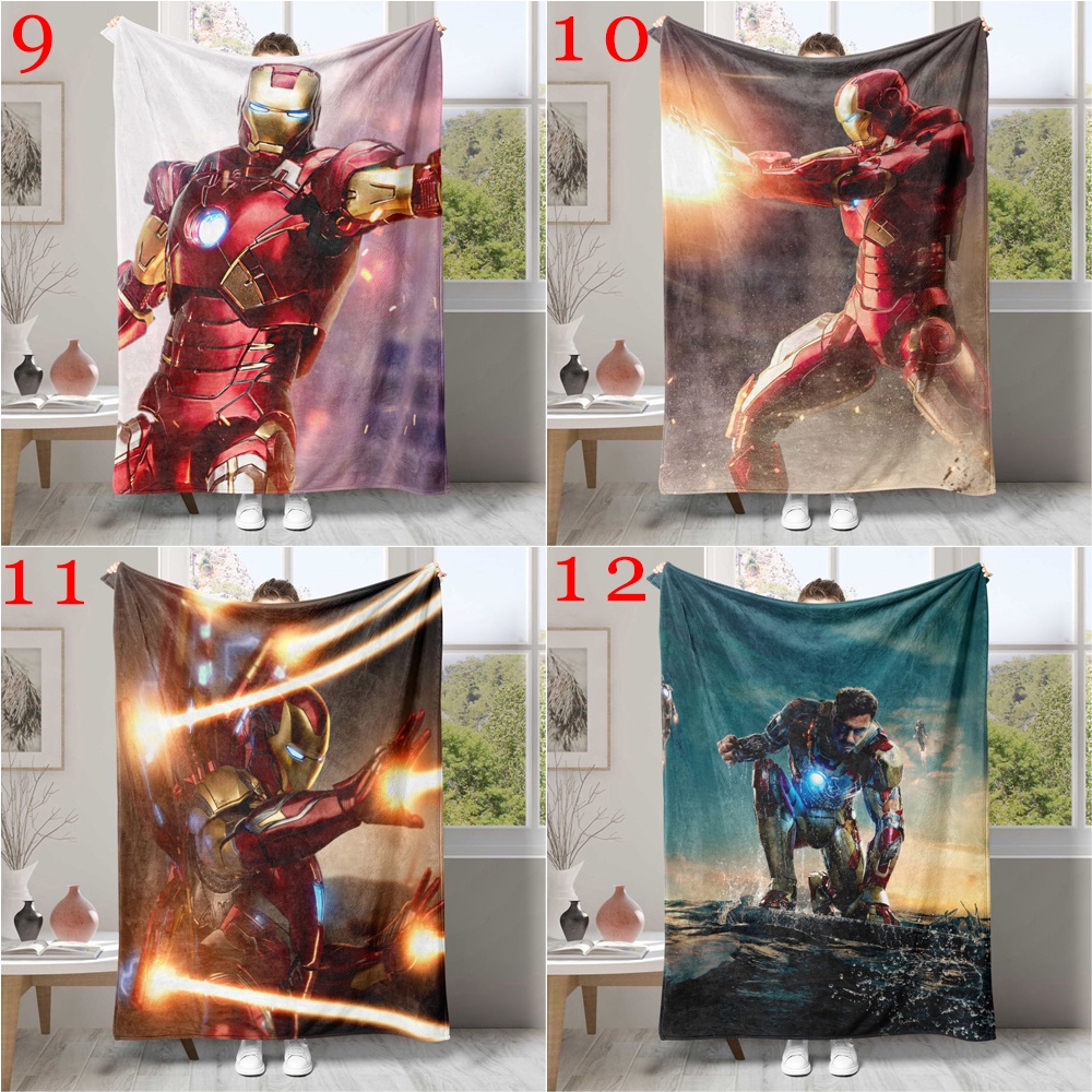 Chăn flannel Điều Hòa Không Khí In Hình iron man Một Mặt Làm Quà Tặng Tốt Nhất Cho Mọi Người