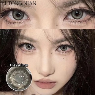 Cod [tóc thẳng tại chỗ kiểu mới] kính áp tròng màu yi tong nian 1/2 đường kính lớn 14,5mm ống kính làm đẹp mắt nữ kính cận thị màu xám
