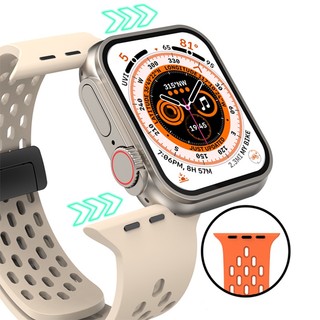 Dây Đeo Silicone Khóa Nam Châm Cho Đồng Hồ Thông Minh Apple Watch Ultra 49mm 44mm 45mm 40mm 41mm 42mm 38mm 45 mm Series 7 8 SE 6