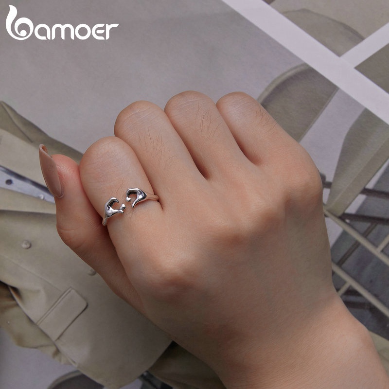 BAMOER Nhẫn Bạc 925 HìNh MèO ThờI Trang Cho Nữ