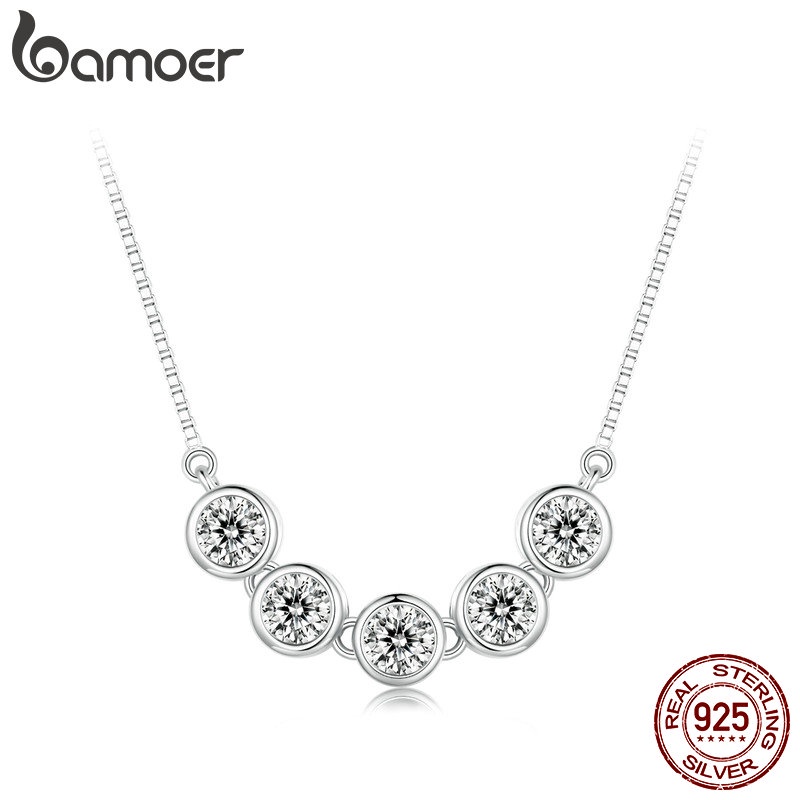 Vòng cổ BAMOER bạc 925 vvs1 d màu 0.3 carat đá moissanite chính hãng MSN022