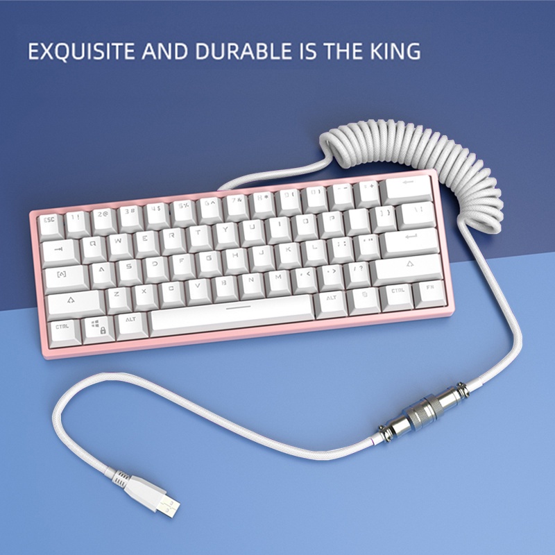 Mô tả Tùy chỉnh một lớp PET cơ khí bàn phím cuộn USB để loại C Mini Mini xoắn ốc cáp đầy màu sắc GX12 Aeroscoket - 2