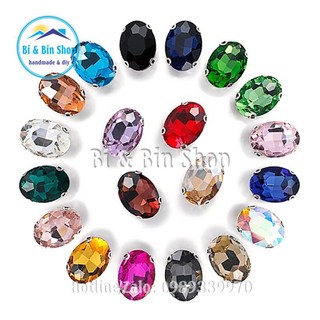 Đá Đế Oval 18x25mm Pha Lê Đính Kết Trang Phục Thời Trang, Trang Trí Vương Miện