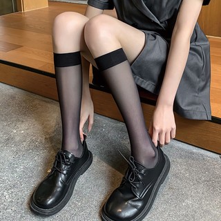Vớ Cotton Lụa Mỏng Cổ Cao Đến Đầu Gối Thấm Hút Mồ Hôi Thời Trang Mùa Hè Cho Nữ Trong Suốt