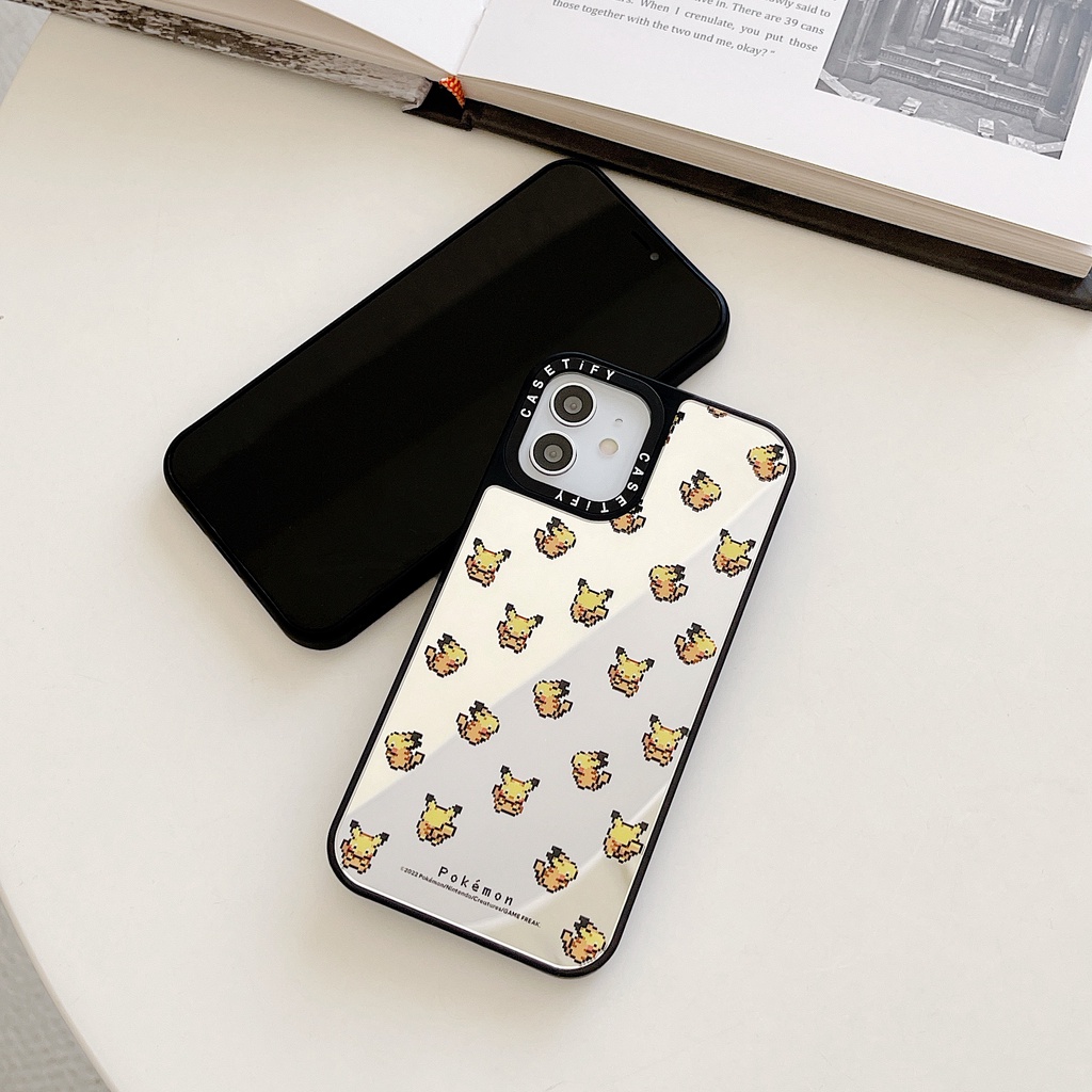 Gương Pokémon Pikachu 8bit Pixel Dễ Thương Anime Nhật Bản Hoạt Hình Trò Chơi Vỏ Cứng Vỏ Tương Thích Cho iPhone 16 Pro Max Plus 15 / 14 / 13 / 12 / 11 / X / XS / XR / SE / 8 / 7 / 6