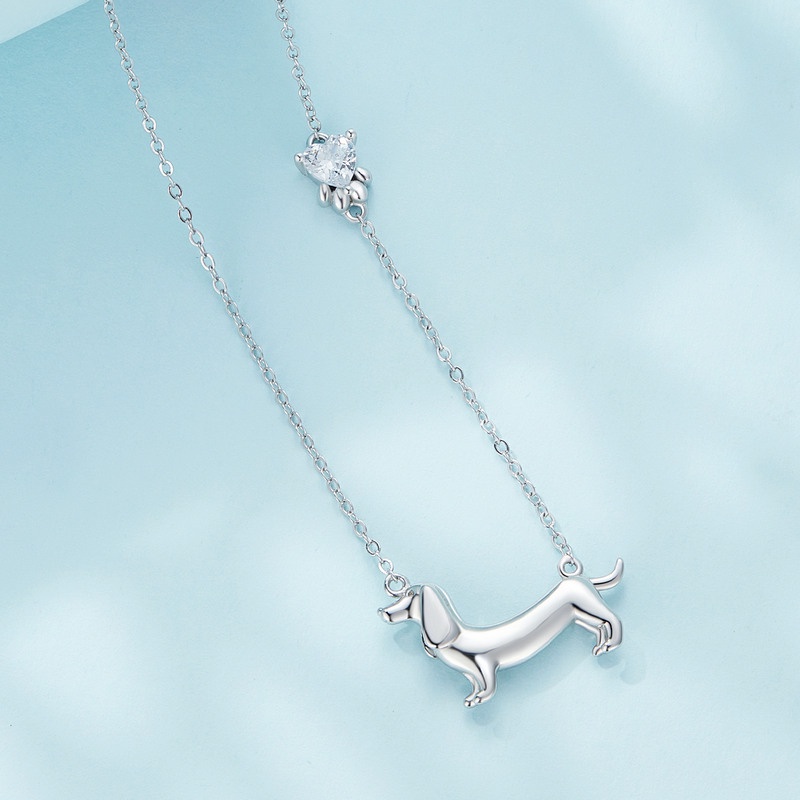 Bamoer Bạc 925 Dachshund Vòng Cổ Nữ Trang Sức Thời Trang Quà Tặng Cho Nữ SCN501