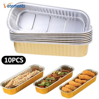 Set 5 / 10 Khay Lá Nhôm Hình Chữ Nhật Chịu Nhiệt Nướng Bánh Lò Vi Sóng