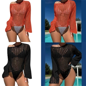PCF * Nữ Móc Che Khuyết Bộ Đồ Tắm Rời Chống Nắng Áo Chui Đầu Smock Crop Top
